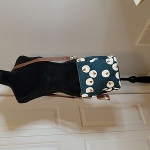 Maika bag in Navy blue with white abstract flowers. Crossbody, very durable